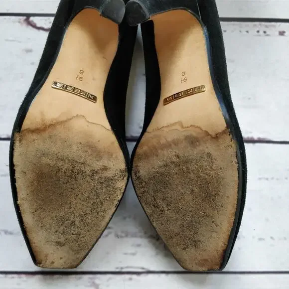 COLE HAAN Nike Air Carma Black Suede Pumps High Heel Square Toe Platform 9.5 - Picture 5 of 7